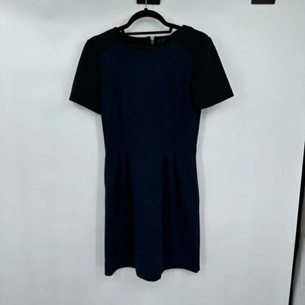 Madewell Womens Dress 4 Navy Blue Short Sleeves Pockets Preppy Classic Casual